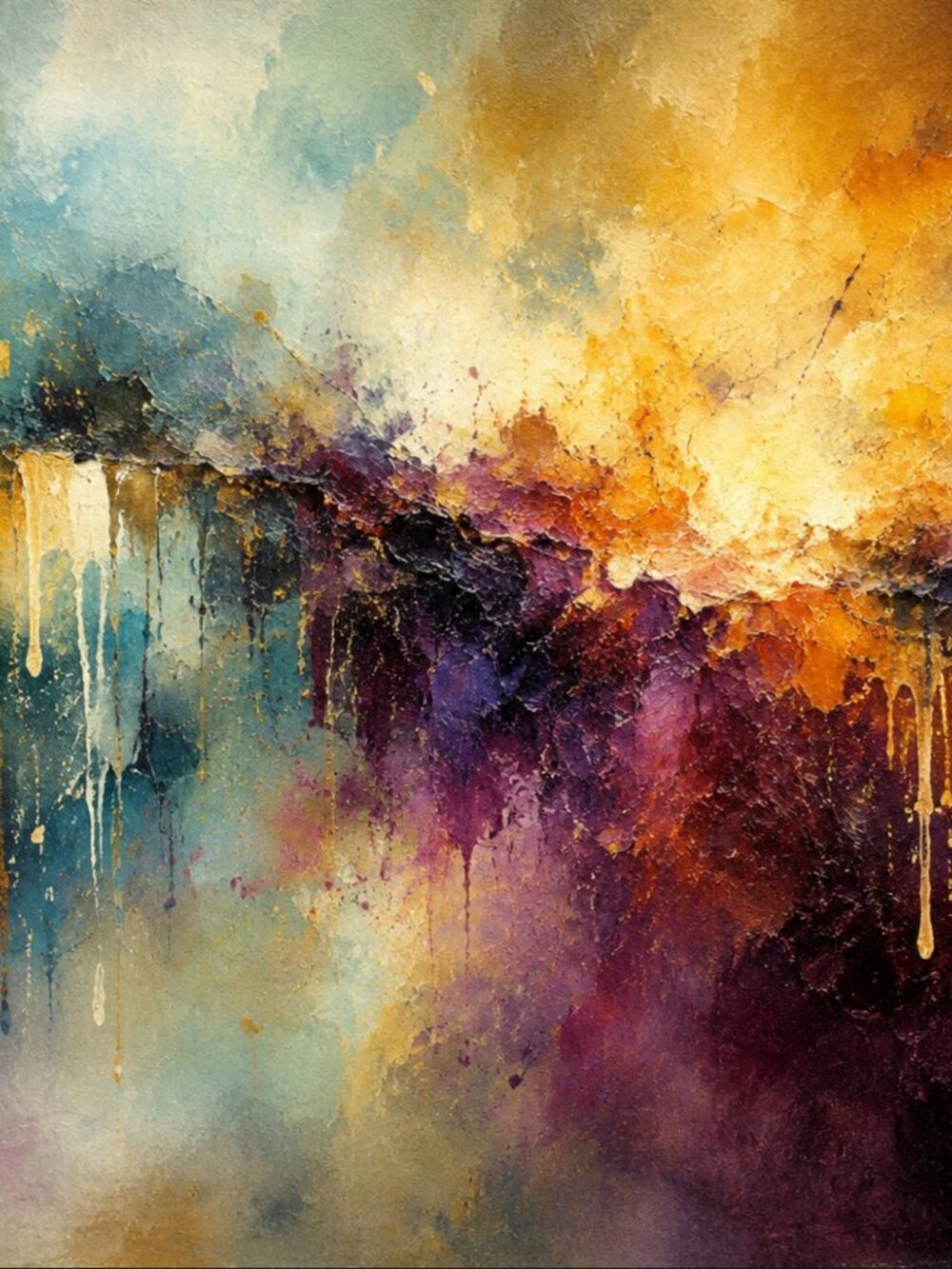 Joey Santiago Fine Art Abstract Wall Art Print Purple Gold